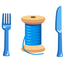 Fork and knife with plate and Thread