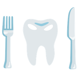 Fork and knife with plate and Tooth
