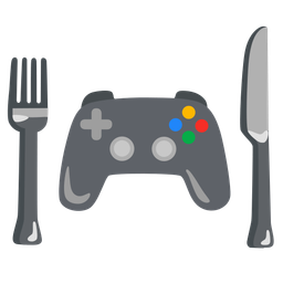 Fork and knife with plate and Video game
