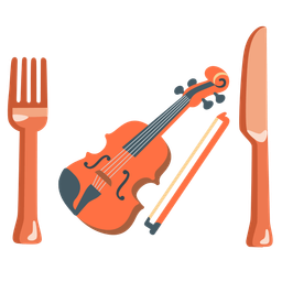 Fork and knife with plate and Violin