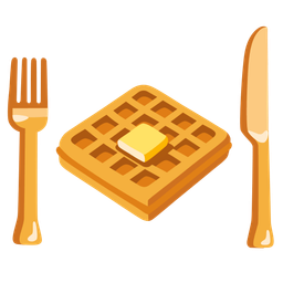 Fork and knife with plate and Waffle