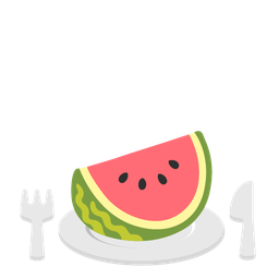 Fork and knife with plate and Watermelon