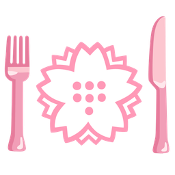 Fork and knife with plate and White flower