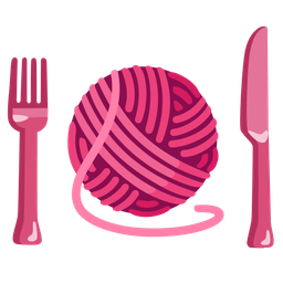 Fork and knife with plate and Yarn