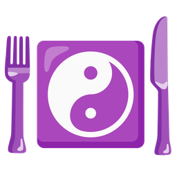 Fork and knife with plate and Yin yang