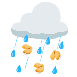 Fortune cookie and Cloud with rain