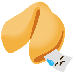 Fortune cookie and Downcast face with sweat