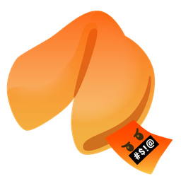 Fortune cookie and Face with symbols on mouth