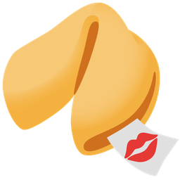 Fortune cookie and Kiss mark