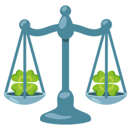 four leaf clover and balance scale