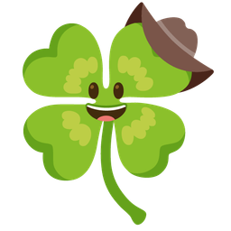four leaf clover and cowboy hat face