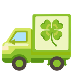 four leaf clover and delivery truck