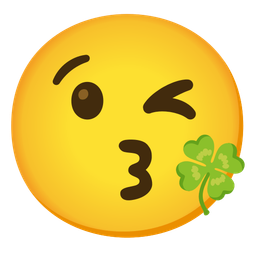 Four leaf clover and Face blowing a kiss
