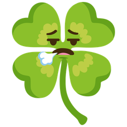 four leaf clover and face exhaling