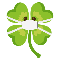 four leaf clover and face with medical mask