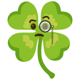 four leaf clover and face with monocle