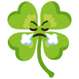 four leaf clover and face with steam from nose