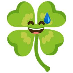 Four leaf clover and Grinning face with sweat