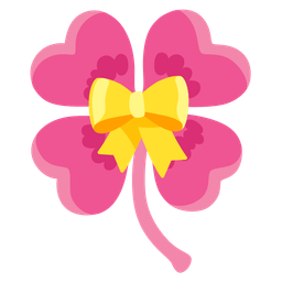 four leaf clover and heart with ribbon