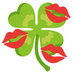 four leaf clover and kiss mark