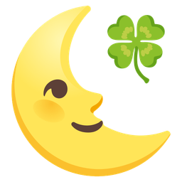 four leaf clover and last quarter moon face