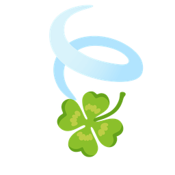 four leaf clover and leaf fluttering in wind