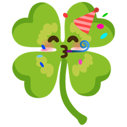 four leaf clover and partying face