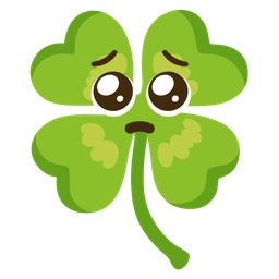 four leaf clover and pleading face