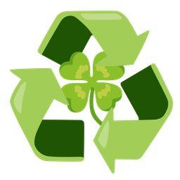 four leaf clover and recycling symbol