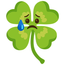four leaf clover and sad but relieved face