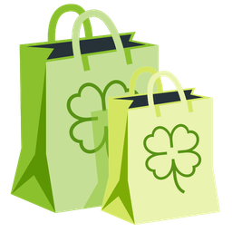 four leaf clover and shopping bags
