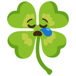 four leaf clover and sleepy face