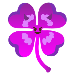 four leaf clover and smiling face with horns