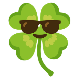 four leaf clover and smiling face with sunglasses
