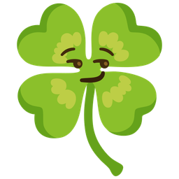 four leaf clover and smirking face