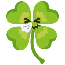 four leaf clover and sneezing face