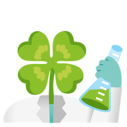 four leaf clover and test tube