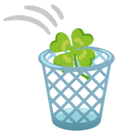 four leaf clover and wastebasket