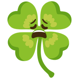 four leaf clover and weary face