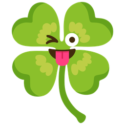 Four leaf clover and Winking face with tongue