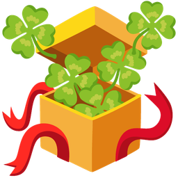 four leaf clover and wrapped gift