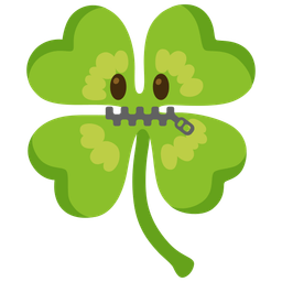four leaf clover and zipper-mouth face