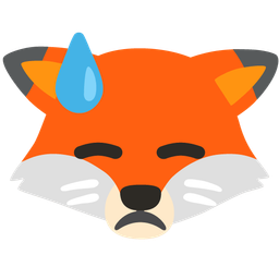 Fox and Downcast face with sweat
