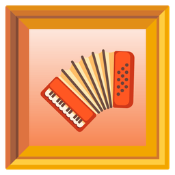 framed picture and accordion