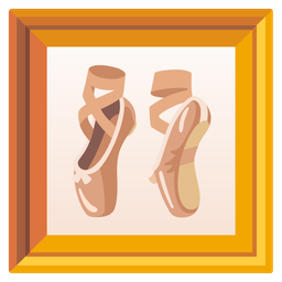 framed picture and ballet shoes