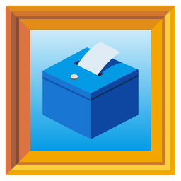 framed picture and ballot box with ballot