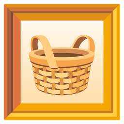 framed picture and basket