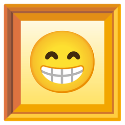 Framed picture and Beaming face with smiling eyes