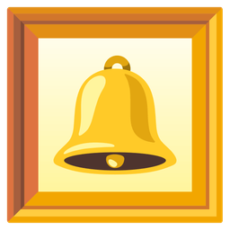 framed picture and bell