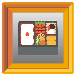 framed picture and bento box
